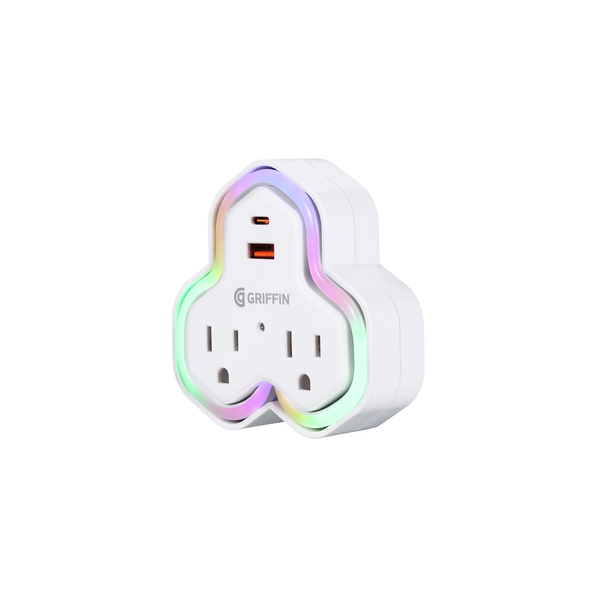 2-outlet Wall Tap with USB&Neon Light