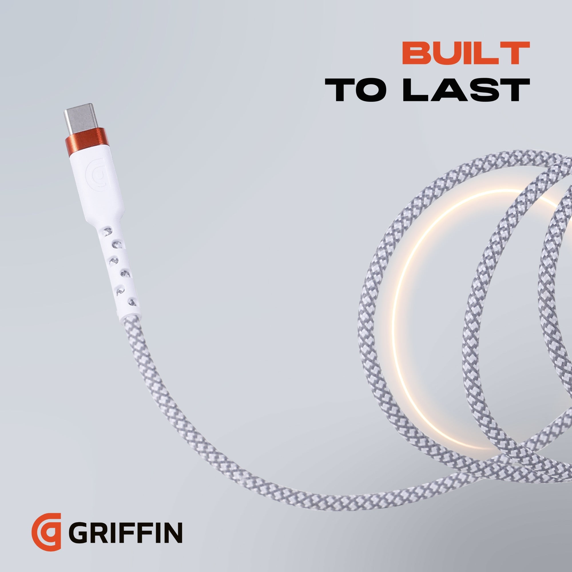 Griffin 6FT USB-C to USB-C Charge/Sync Cable, 60W Fast Charging, Ultra Durable with Nylon Braiding, 30,000 Bend Lifespan