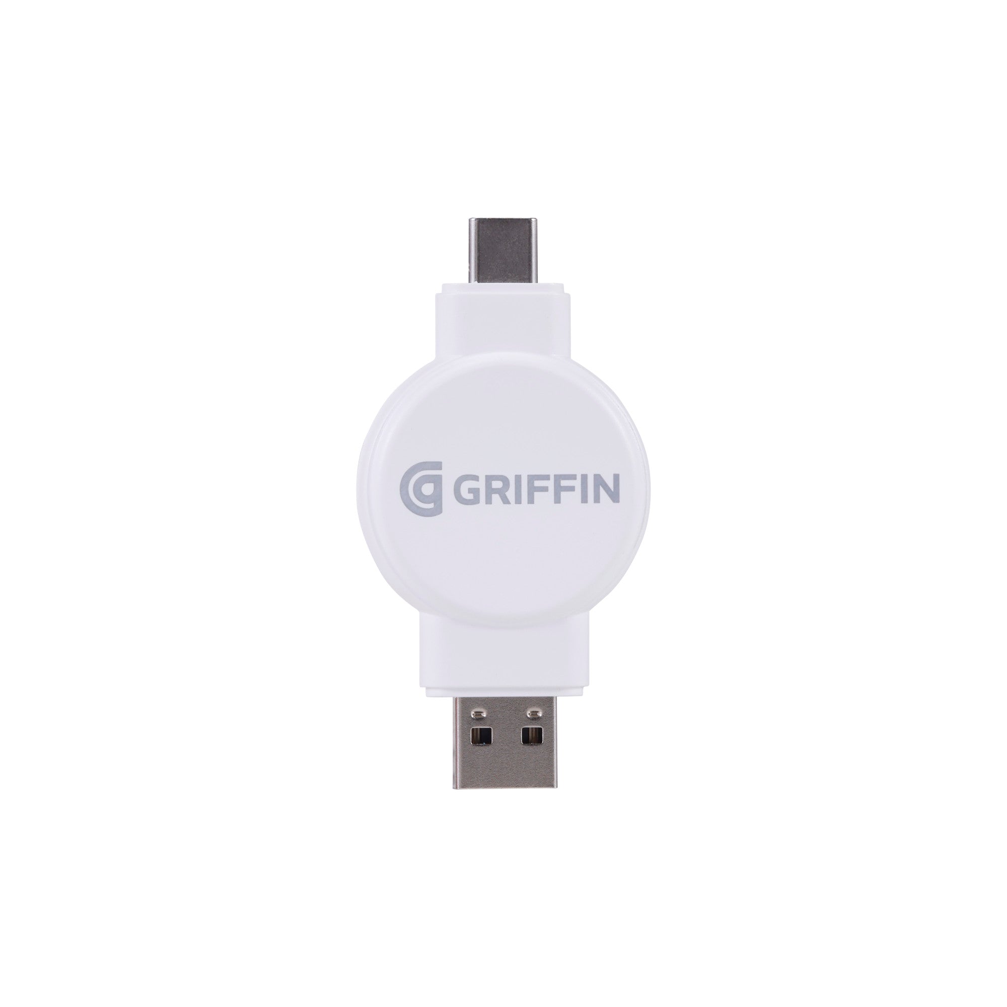 Griffin 2-in-1 Wireless Smartwatch Charger with USB-A and USB-C Connectors, 2.5W Output, Compact Portable Design – Compatible with Apple Watch and More