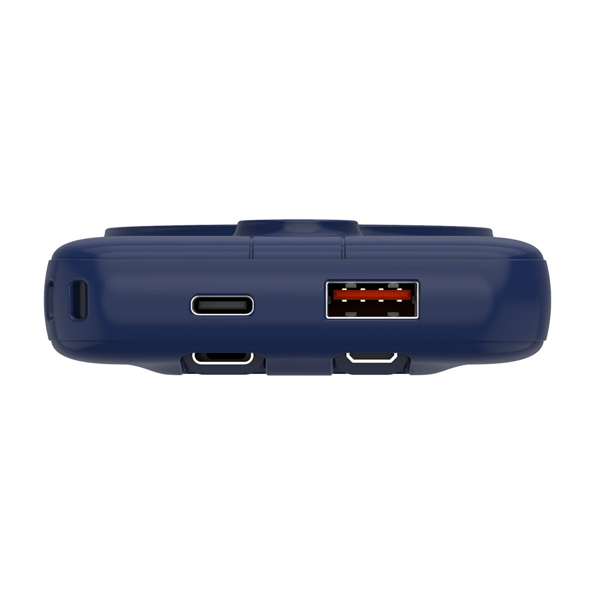Navy | 10000 mAh Power Bank with Wireless Charging and Integrated Cables - Navy