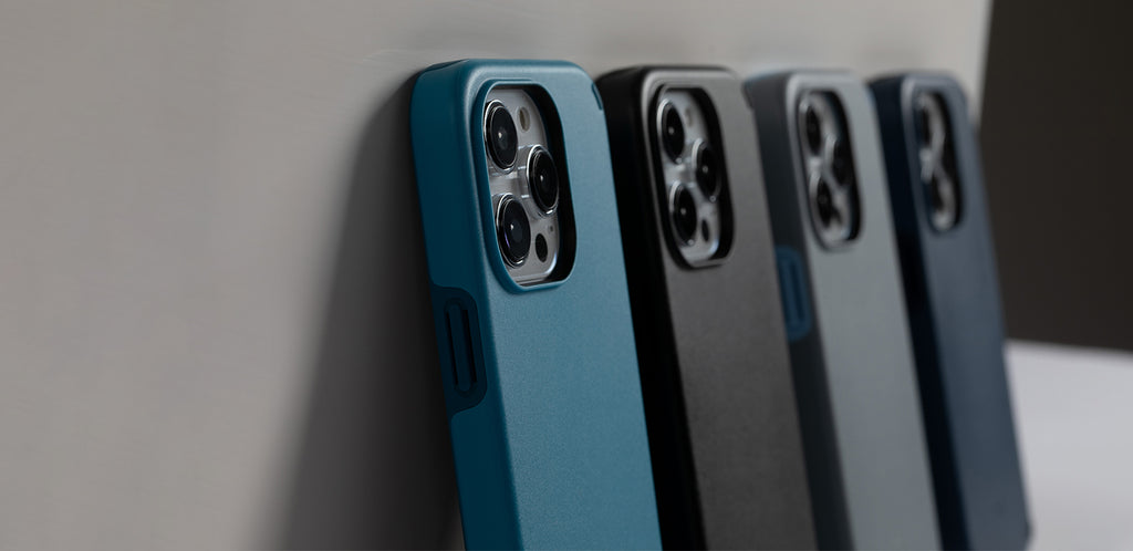 Incipio Duo phone cases leaning up against a wall
