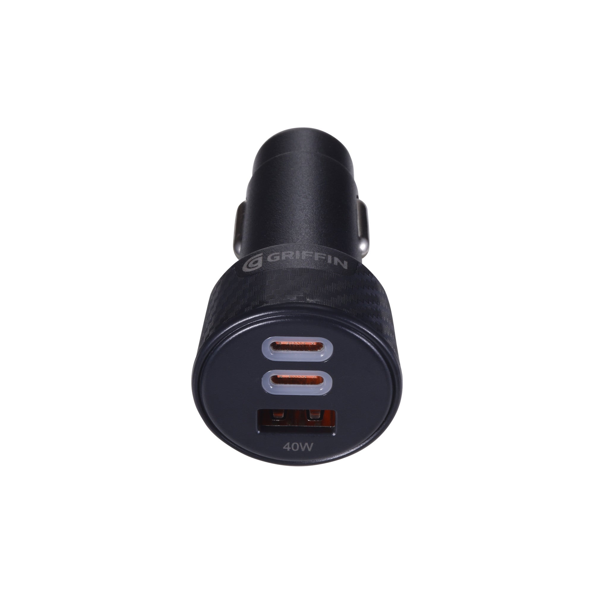 Griffin PowerJolt 40W Car Charger with Dual USB-C and USB-A Ports, Fast Charging, 3-Port Design, Universal Compatibility – Black