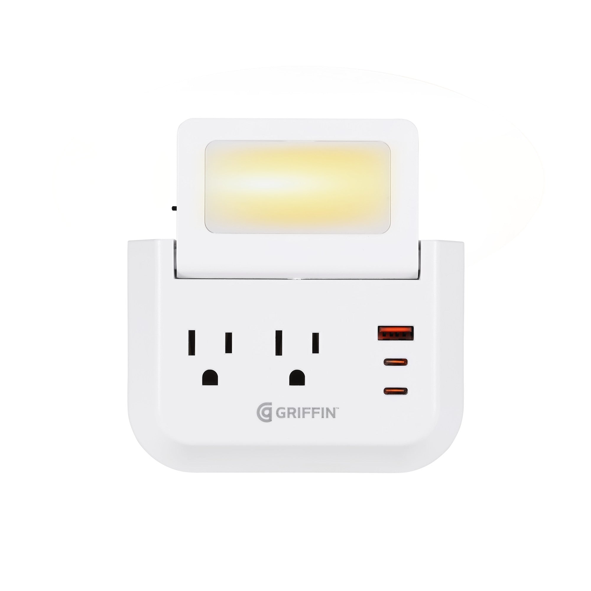 2-outlet Wall Tap with USB&Night Light