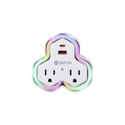 2-outlet Wall Tap with USB&Neon Light