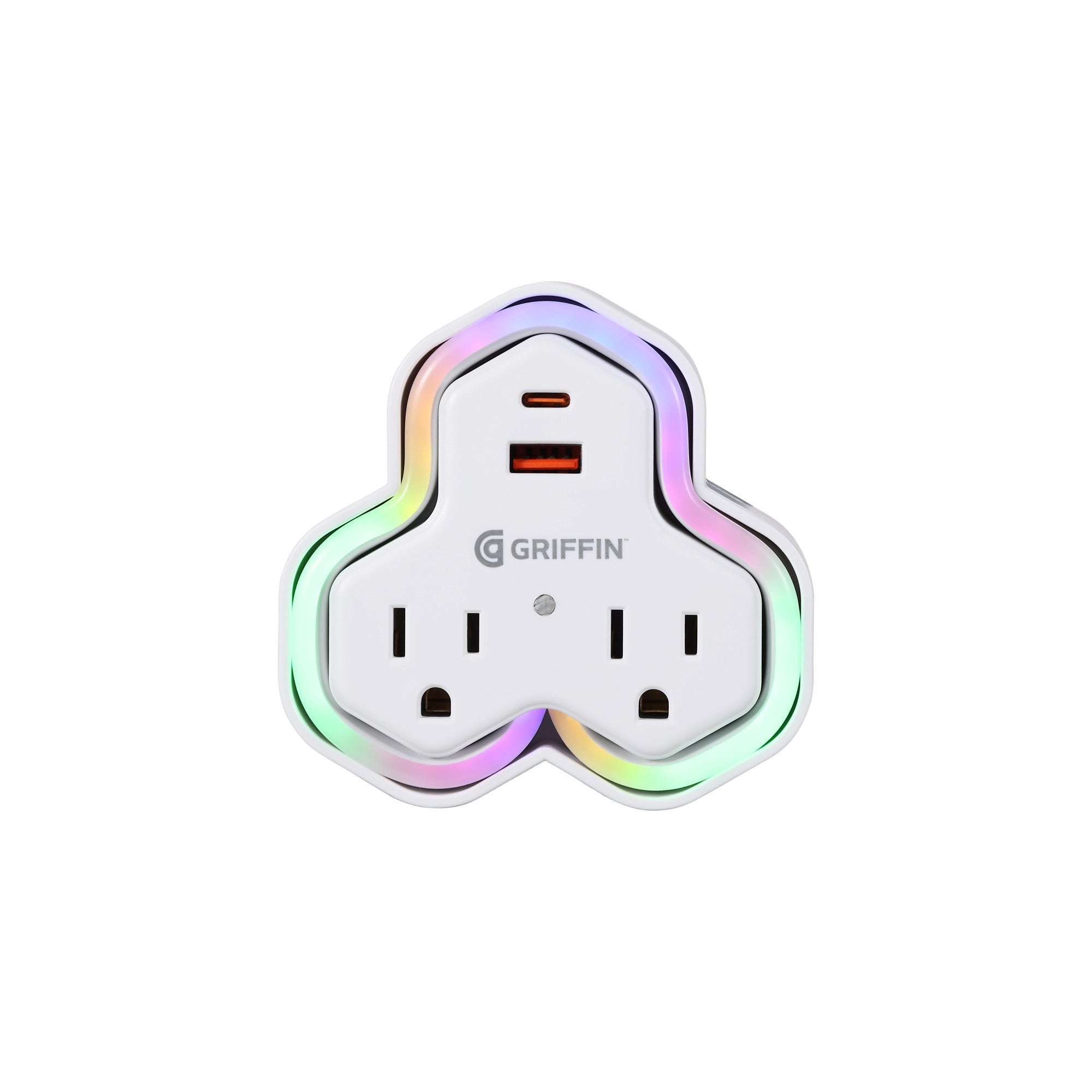 2-outlet Wall Tap with USB&Neon Light