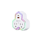 2-outlet Wall Tap with USB&Neon Light