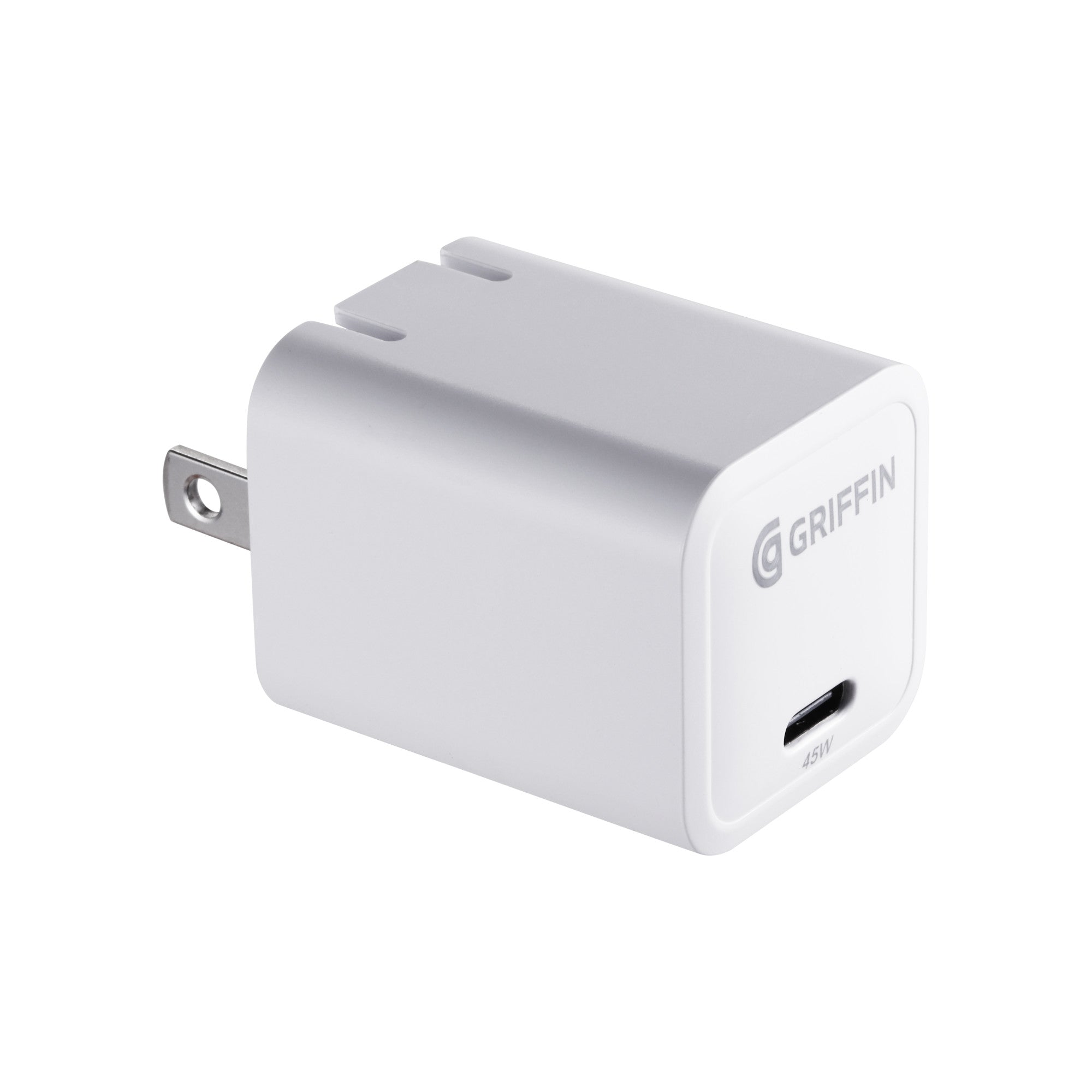 Griffin 45W GaN Wall Charger, USB-C 3.0A Port, Foldable Prongs, Fast Power Delivery for Laptops, Tablets & Phones
