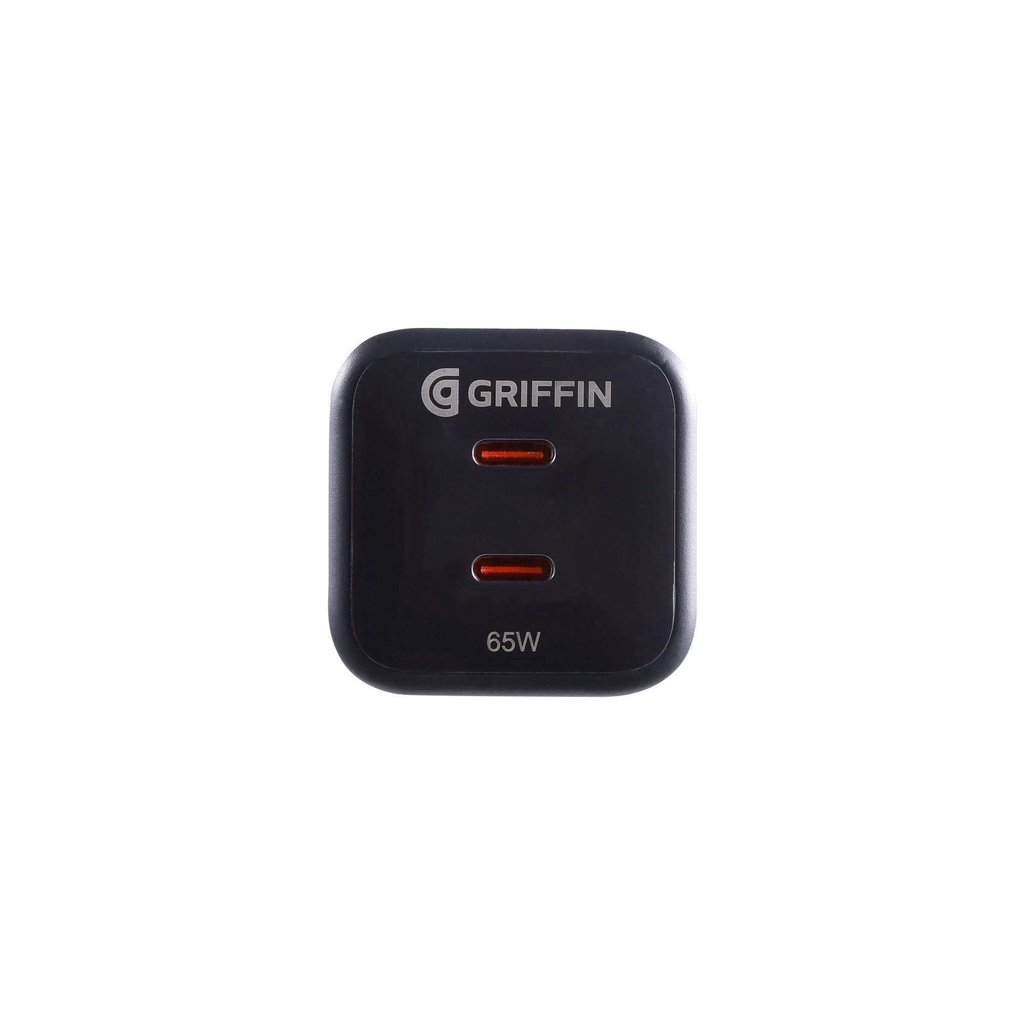 Griffin 65W GaN Wall Charger, Dual USB-C 3.0A Ports, Foldable Prongs, Fast Power Delivery for Laptops, Tablets & Phones