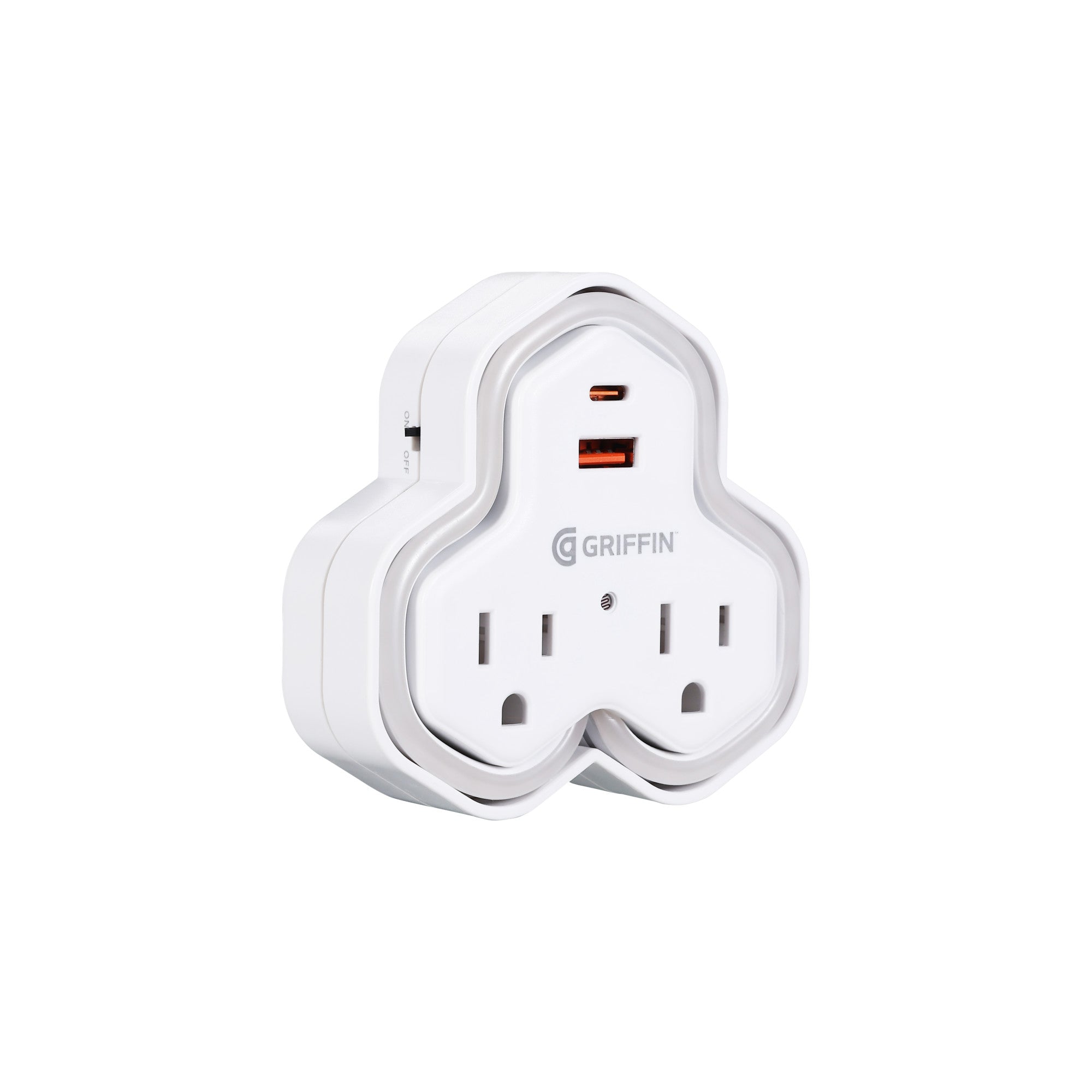2-outlet Wall Tap with USB&Neon Light