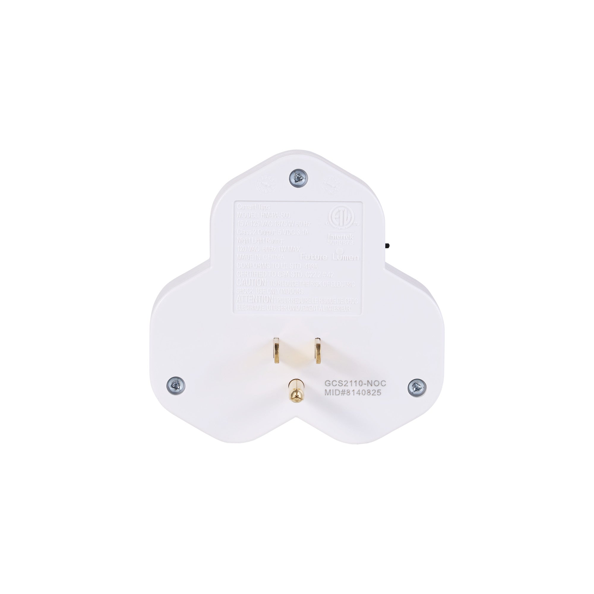 2-outlet Wall Tap with USB&Neon Light