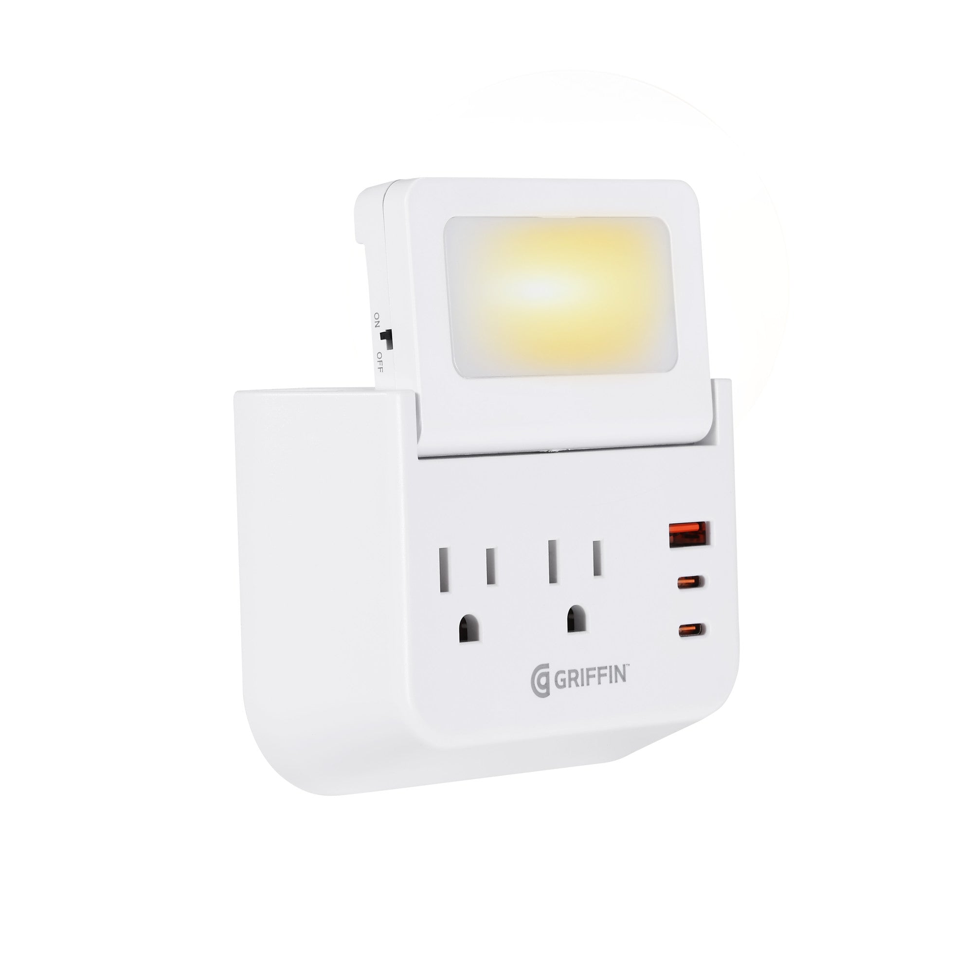 2-outlet Wall Tap with USB&Night Light