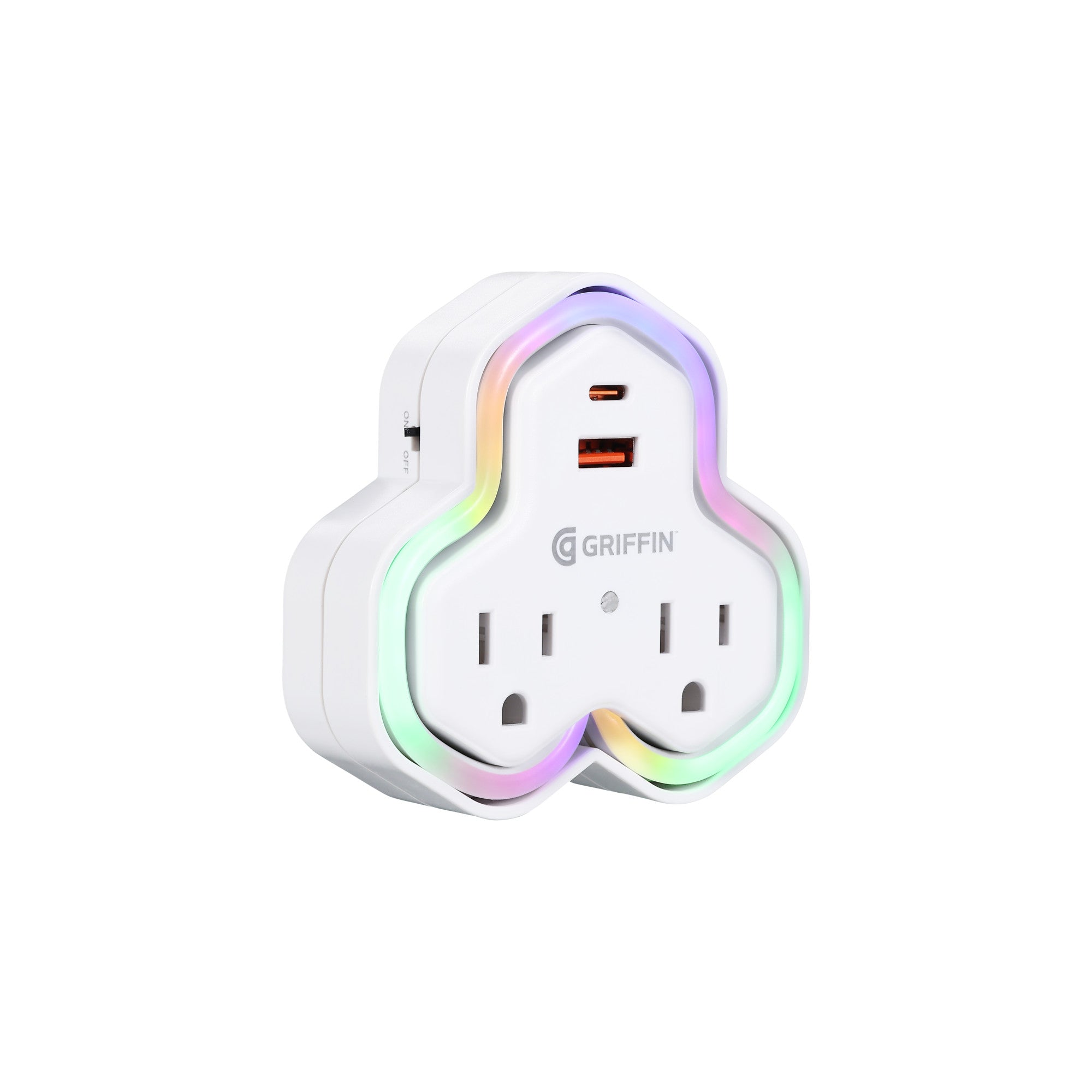 2-outlet Wall Tap with USB&Neon Light